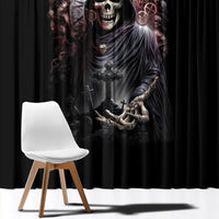 Skull Window Curtain Skull Grim Time Reaper - Wonder Print Shop