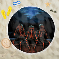 Skull Beach Blanket Three Skeleton No See No Speak No Hear - Wonder Print Shop
