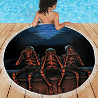 Skull Beach Blanket Three Skeleton No See No Speak No Hear - Wonder Print Shop