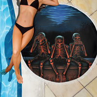 Skull Beach Blanket Three Skeleton No See No Speak No Hear - Wonder Print Shop