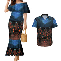 Skull Couples Matching Mermaid Dress And Hawaiian Shirt Three Skeleton No See No Speak No Hear - Wonder Print Shop