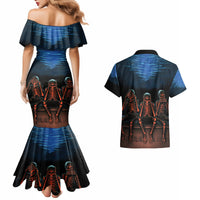 Skull Couples Matching Mermaid Dress And Hawaiian Shirt Three Skeleton No See No Speak No Hear - Wonder Print Shop