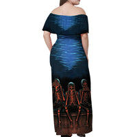 Skull Off Shoulder Maxi Dress Three Skeleton No See No Speak No Hear - Wonder Print Shop