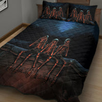 Skull Quilt Bed Set Three Skeleton No See No Speak No Hear - Wonder Print Shop