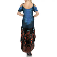 Skull Summer Maxi Dress Three Skeleton No See No Speak No Hear - Wonder Print Shop