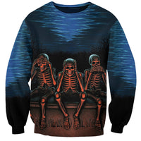Skull Sweatshirt Three Skeleton No See No Speak No Hear - Wonder Print Shop