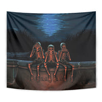 Skull Tapestry Three Skeleton No See No Speak No Hear - Wonder Print Shop
