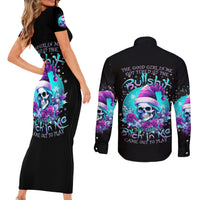 Skull Witch Santa Couples Matching Short Sleeve Bodycon Dress and Long Sleeve Button Shirt The Good Girl In Me Got Tired So Bitch In Me Came Out - Wonder Print Shop