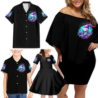 Skull Witch Santa Family Matching Off Shoulder Short Dress and Hawaiian Shirt The Good Girl In Me Got Tired So Bitch In Me Came Out - Wonder Print Shop
