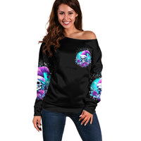 Skull Witch Santa Off Shoulder Sweater The Good Girl In Me Got Tired So Bitch In Me Came Out - Wonder Print Shop