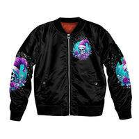 Skull Witch Santa Sleeve Zip Bomber Jacket The Good Girl In Me Got Tired So Bitch In Me Came Out - Wonder Print Shop
