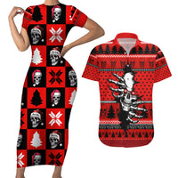 Scary Skeleton Couples Matching Short Sleeve Bodycon Dress and Hawaiian Shirt Skeleton Inside Ugly Christmas - Wonder Print Shop