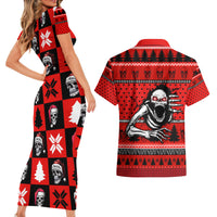 Scary Skeleton Couples Matching Short Sleeve Bodycon Dress and Hawaiian Shirt Skeleton Inside Ugly Christmas - Wonder Print Shop