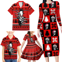 Scary Skeleton Family Matching Long Sleeve Bodycon Dress and Hawaiian Shirt Skeleton Inside Ugly Christmas - Wonder Print Shop