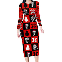 Scary Skeleton Family Matching Long Sleeve Bodycon Dress and Hawaiian Shirt Skeleton Inside Ugly Christmas - Wonder Print Shop