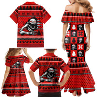 Scary Skeleton Family Matching Mermaid Dress and Hawaiian Shirt Skeleton Inside Ugly Christmas - Wonder Print Shop