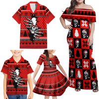 Scary Skeleton Family Matching Off Shoulder Maxi Dress and Hawaiian Shirt Skeleton Inside Ugly Christmas - Wonder Print Shop