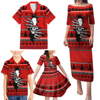 Scary Skeleton Family Matching Puletasi Dress and Hawaiian Shirt Skeleton Inside Ugly Christmas - Wonder Print Shop