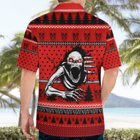 Red skeleton Hawaiian shirt back on adult, short sleeves, full back winter print