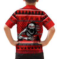 Red skeleton Hawaiian shirt back for kids, short sleeves, full back winter print