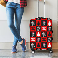 Scary Skeleton Luggage Cover Skeleton Inside Ugly Christmas - Wonder Print Shop