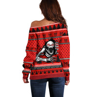 Scary Skeleton Off Shoulder Sweater Skeleton Inside Ugly Christmas - Wonder Print Shop