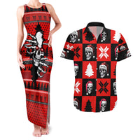 Skull Santa Couples Matching Tank Maxi Dress and Hawaiian Shirt Pattern Skull Santa Ugly Christmas - Wonder Print Shop