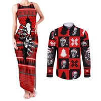 Skull Santa Couples Matching Tank Maxi Dress and Long Sleeve Button Shirt Pattern Skull Santa Ugly Christmas - Wonder Print Shop
