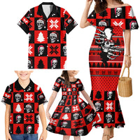 Skull Santa Family Matching Mermaid Dress and Hawaiian Shirt Pattern Skull Santa Ugly Christmas - Wonder Print Shop