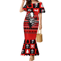 Skull Santa Family Matching Mermaid Dress and Hawaiian Shirt Pattern Skull Santa Ugly Christmas - Wonder Print Shop
