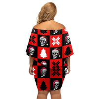 Skull Santa Family Matching Off Shoulder Short Dress and Hawaiian Shirt Pattern Skull Santa Ugly Christmas - Wonder Print Shop