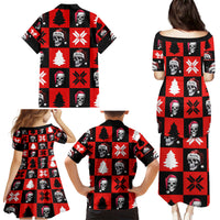 Skull Santa Family Matching Puletasi Dress and Hawaiian Shirt Pattern Skull Santa Ugly Christmas - Wonder Print Shop