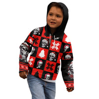 Skull Santa Kid Hoodie Pattern Skull Santa Ugly Christmas - Wonder Print Shop