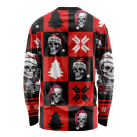 Skull Santa Long Sleeve Shirt Pattern Skull Santa Ugly Christmas - Wonder Print Shop