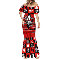 Skull Santa Mermaid Dress Pattern Skull Santa Ugly Christmas - Wonder Print Shop