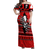 Skull Santa Off Shoulder Maxi Dress Pattern Skull Santa Ugly Christmas - Wonder Print Shop