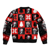 Skull Santa Sleeve Zip Bomber Jacket Pattern Skull Santa Ugly Christmas - Wonder Print Shop