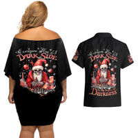 Skull Santa Claus Couples Matching Off Shoulder Short Dress and Hawaiian Shirt Every One Has A Dark Side Difference Is The Degree Of Darkness - Wonder Print Shop
