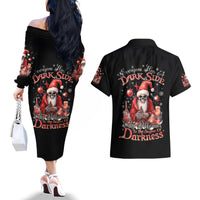 Skull Santa Claus Couples Matching Off The Shoulder Long Sleeve Dress and Hawaiian Shirt Every One Has A Dark Side Difference Is The Degree Of Darkness - Wonder Print Shop