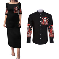 Skull Santa Claus Couples Matching Puletasi Dress and Long Sleeve Button Shirt Every One Has A Dark Side Difference Is The Degree Of Darkness - Wonder Print Shop