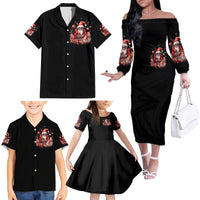 Skull Santa Claus Family Matching Off Shoulder Long Sleeve Dress and Hawaiian Shirt Every One Has A Dark Side Difference Is The Degree Of Darkness - Wonder Print Shop