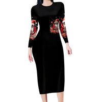 Skull Santa Claus Long Sleeve Bodycon Dress Every One Has A Dark Side Difference Is The Degree Of Darkness - Wonder Print Shop