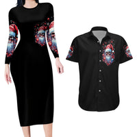 Skull Santa Claus Couples Matching Long Sleeve Bodycon Dress and Hawaiian Shirt Santa Claus Is Coming To Town - Wonder Print Shop