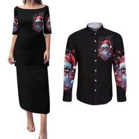 Skull Santa Claus Couples Matching Puletasi Dress and Long Sleeve Button Shirt Santa Claus Is Coming To Town - Wonder Print Shop