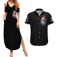 Skull Santa Claus Couples Matching Summer Maxi Dress and Hawaiian Shirt Santa Claus Is Coming To Town - Wonder Print Shop