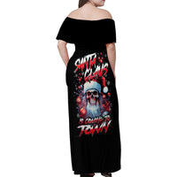 Skull Santa Claus Family Matching Off Shoulder Maxi Dress and Hawaiian Shirt Santa Claus Is Coming To Town - Wonder Print Shop
