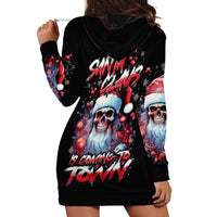 Skull Santa Claus Hoodie Dress Santa Claus Is Coming To Town - Wonder Print Shop