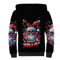 Skull Santa Claus Sherpa Hoodie Santa Claus Is Coming To Town - Wonder Print Shop