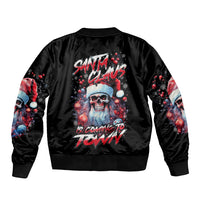 Skull Santa Claus Sleeve Zip Bomber Jacket Santa Claus Is Coming To Town - Wonder Print Shop