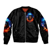 Flame Skull Bomber Jacket When I Was Born The Devil Said Competition - Wonder Print Shop